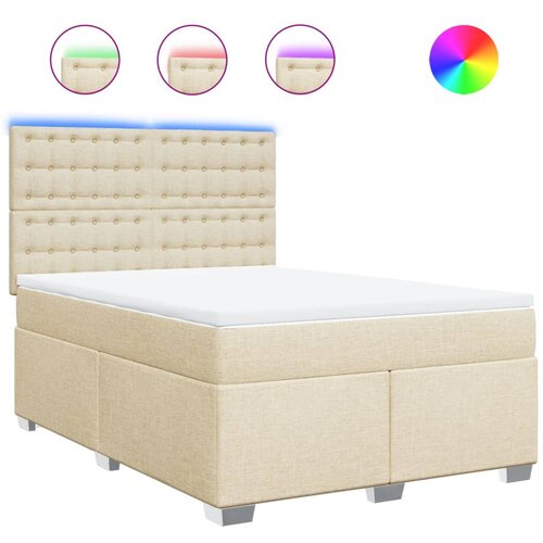 vidaXL Box spring postelja z vzmetnico krem 140x190 cm blago, (21321204) Cene