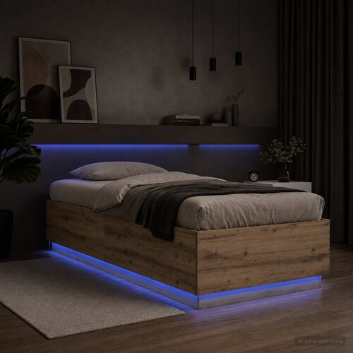  Krevetna konstrukcija s LED svjetlom Hrast artisan 80 x 200 cm Cene