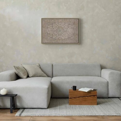  Slika - Sand carpet - worn Persian carpet with rich decorative motifs 120x80 U prirodnom drvenom okviru Slike