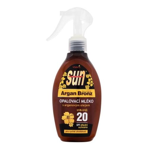 Vivaco Sun Argan Bronz Suntan Lotion SPF20 vodootporan losion za za&amp;scaron;titu od sunca s arganovim uljem 200 ml Slike