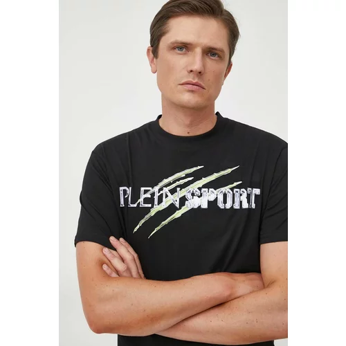 Plein Sport Bombažna kratka majica črna barva