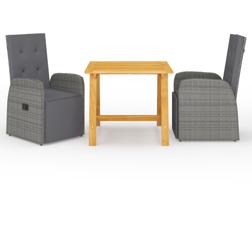 The Living Store Vrtna jedilna garnitura 3-delna siva - Jedilna Garnitura, (21477957) Cene