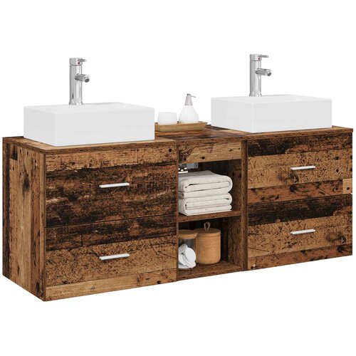  Set ormarića za kupaonicu 3 kom. Staro drvo 49,5 x 41 x 62,5 cm Slike