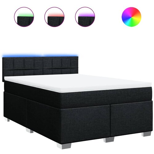 vidaXL Box spring postelja z vzmetnico črna 160x200 cm blago, (21307287) Cene
