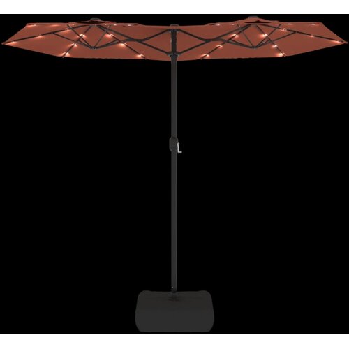  Dvostruki vrtni suncobran s LED svjetlima terakota 316 x 145 cm Slike