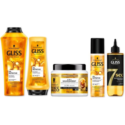 Schwarzkopf gliss set proizvoda za negu kose oil nutritive, 5 komada Cene