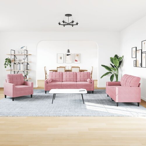  4-dijelni set sofa s jastucima ružičasti bar&amp;scaron;unasti Slike