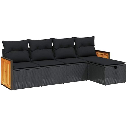  5-dijelna vrtna garnitura od poliratana s jastucima crna 59 x 62 x 69 cm Slike