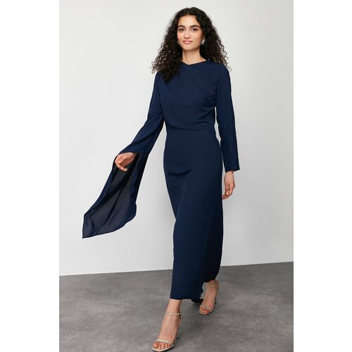 Trendyol Navy Blue Shawl Detailed Evening Dress Slike