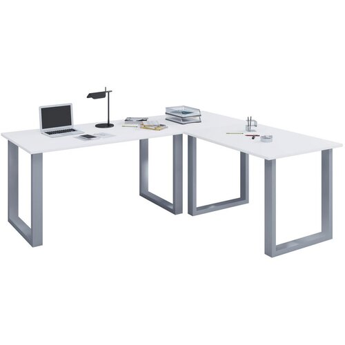 MID.YOU Kotna Pisalna Miza Lona, Bela, Srebrna, 160x160cm Slike
