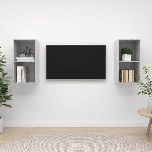 VidaXL Stenske TV omarice 2 kosa betonsko siva iverna plo&amp;scaron;ča Slike
