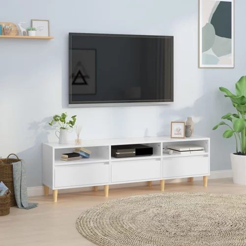 vidaXL TV omarica visok sijaj bela 150x30x44,5 cm inženirski les