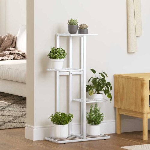  Stalak za cvijeće s 4 razine 43 x 22 x 76 cm bijeli metalni Cijene