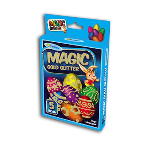  Boja za uskr&amp;scaron;nja jaja 5/1 + Magic Glitter zlatni gel za ukra&amp;scaron;avanje Slike