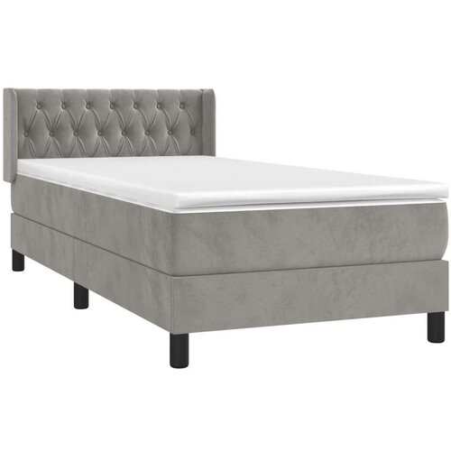 Box spring krevet s madracem svjetlosivi 90x190 cm bar&amp;scaron;unasti Slike