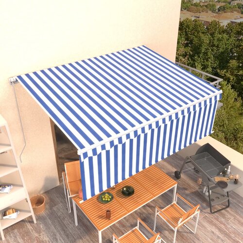 Tenda na ručno uvlačenje s roletom 4 x 3 m plavo-bijela Cijene