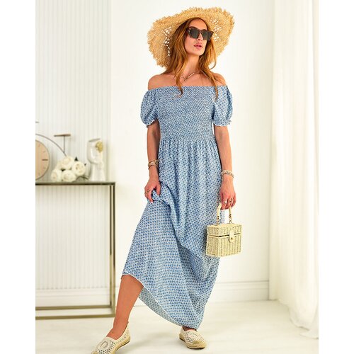 Resti Blue women&amp;#039;s patterned midi dress - Clothing Slike