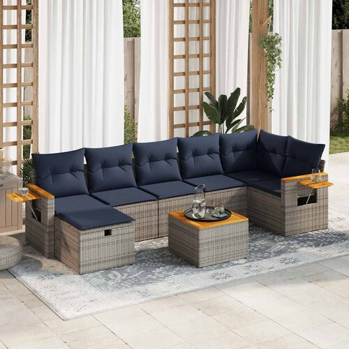 vidaXL 8-dijelni set vrtnih sofa od poliratana s jastucima sivi Cijene