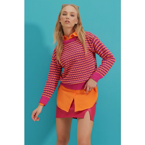 Trend Alaçatı Stili Sweater - Pink - Regular fit Cene
