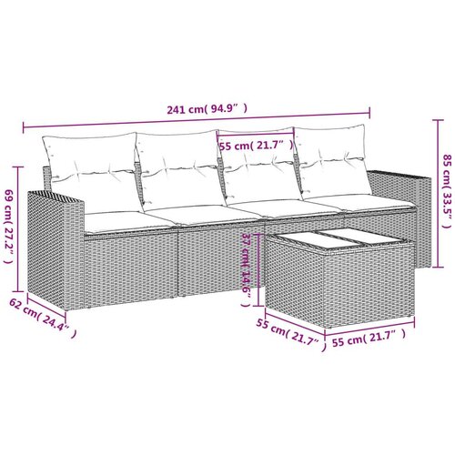 vidaXL 5-dijelni vrtni set sofa s jastucima bež od poliratana Cene