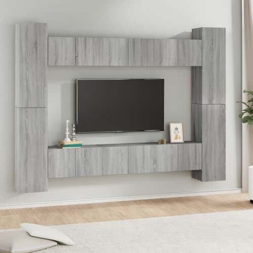 10-dijelni set TV ormarića sivog sonome konstruirano drvo Cijene