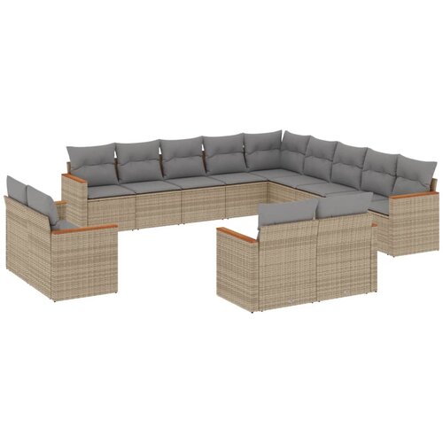  13-dijelni set vrtnih sofa s jastucima bež od poliratana Slike