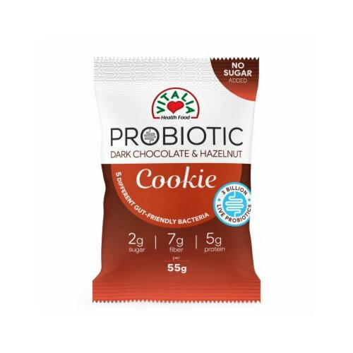 Vitalia keks probiotic dark choco&hazelnut 55G Slike