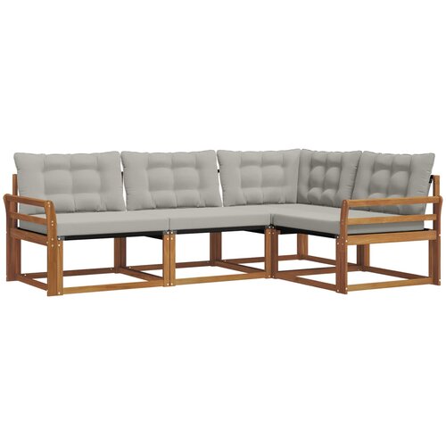  Set vanjskih sofa 4 kom. Prirodna i svijetlo siva Smeđa 250 x 170,5 x 73 cm Slike