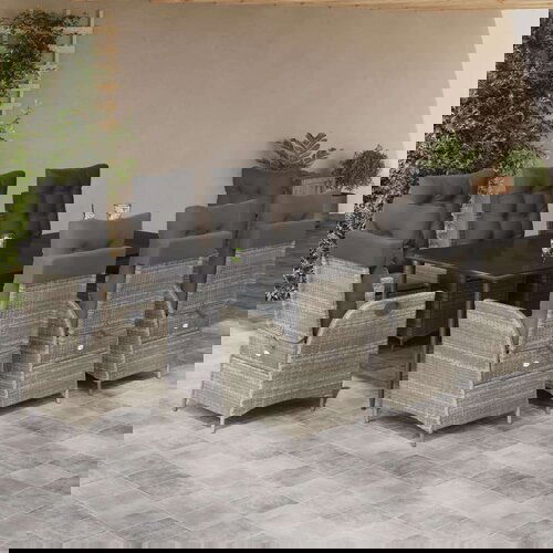  9-dijelni vrtni blagovaonski set od poliratana s jastucima sivi Slike