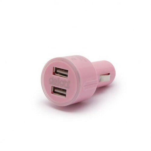 Delight usb avtopolnilec na 2 vtičnici roza Cene