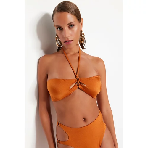 Trendyol Tile Strapless Bikini Top With Cut Out/Windows