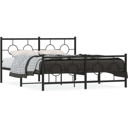 Metalni okvir kreveta uzglavlje i podnožje crni 150x200 cm Slike