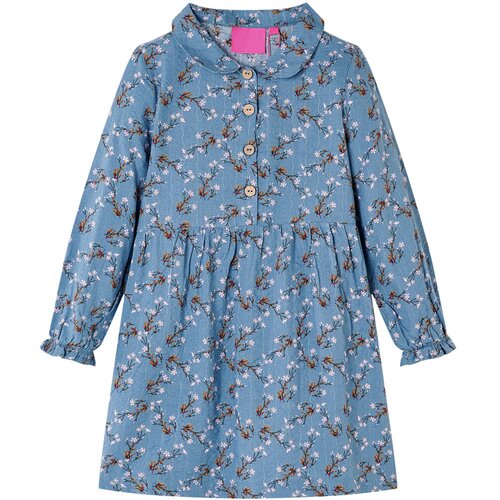 vidaXL Dječja haljina s dugim rukavima petrol plave boje 128 Cijene