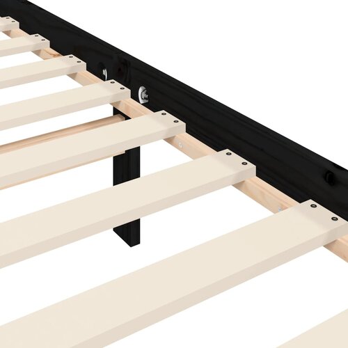  Okvir za krevet s uzglavljem crni 200 x 200 cm od masivnog drva Slike