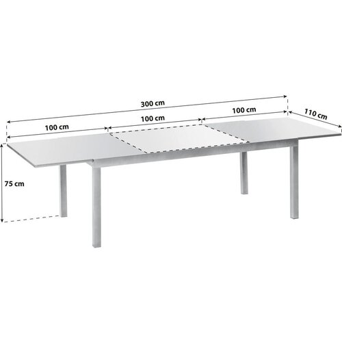 Gardenson Raztegljiva Vrtna Miza Ambia, Aluminij, Steklo, 200-300x110 Slike