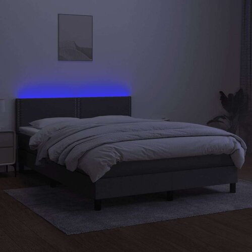  Box spring s madracem LED tamnosivi 140x190 cm tkanina Slike