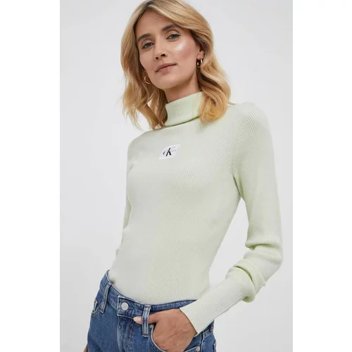 Calvin Klein Jeans Pulover ženski, zelena barva
