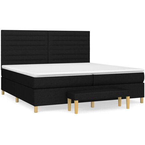  Krevet s oprugama i madracem crni 200x200 cm od tkanine Slike