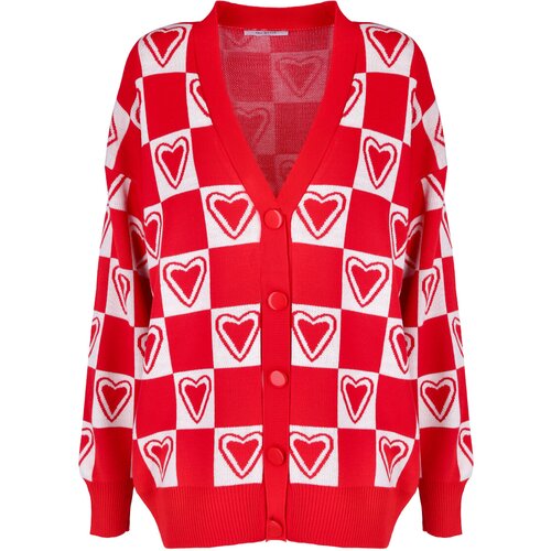  ženski džemper crveno-beli Cene