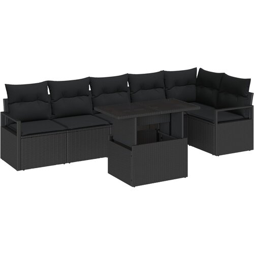 vidaXL set vrtne sofe s jastučićima crni poliratan, dvosedna vrtna sofa sa skladištem i jastučićima crni poliratan Cijene