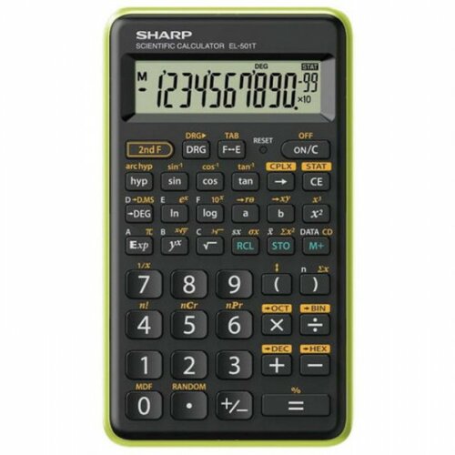 Sharp kalkulator tehnički 10 plus 2mesta 146 funkcija el-501tb-gr crno zeleni blister Cene