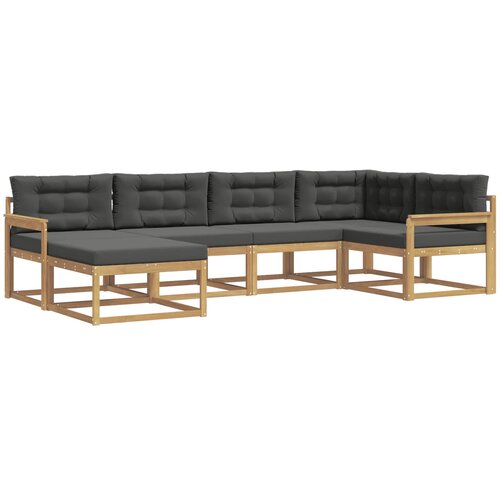 Set vanjskih sofa s jastukom 5 pcs Bijela i antracit Poliester Slike