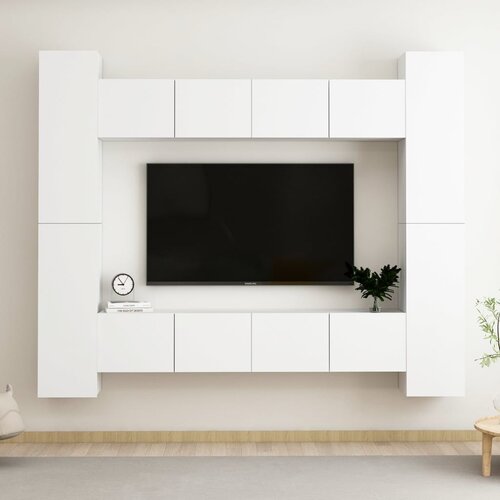 The Living Store Komplet TV omaric 8-delni bela iverna plošča - TV Omarica, (21624767) Cene