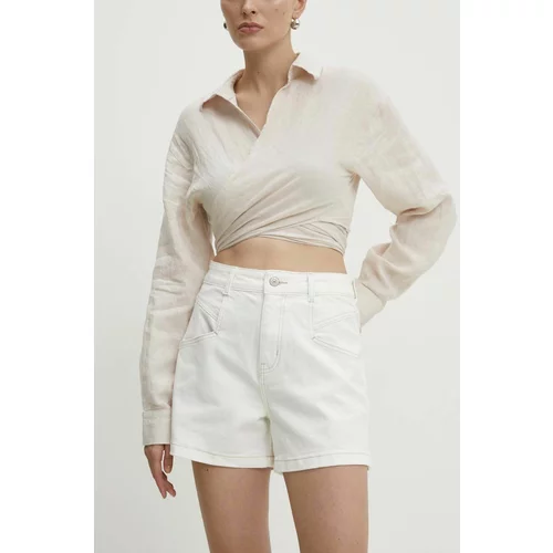 Answear Lab Traper kratke hlače za žene, boja: bijela, bez uzorka, visoki struk