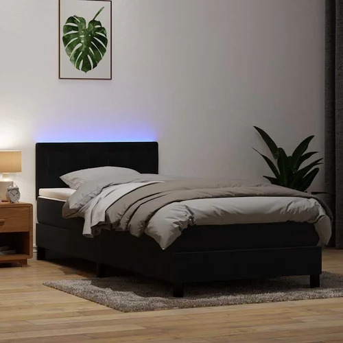 vidaXL Box spring krevet s madracem crni 90x220 cm baršunasti vidaXL Box spring krevet s madracem crni 90x220 cm baršunasti