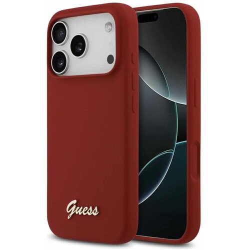 Guess MagSafe ovitek s kovinskim logotipom in napisom (GUHMP17LSMBSLM) za iPhone 17 Pro - magenta Cene