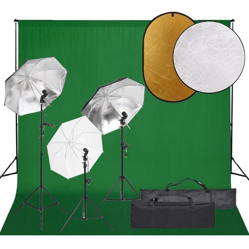 vidaXL komplet za foto studio z lučmi, ozadjem in odbojnikom Cene