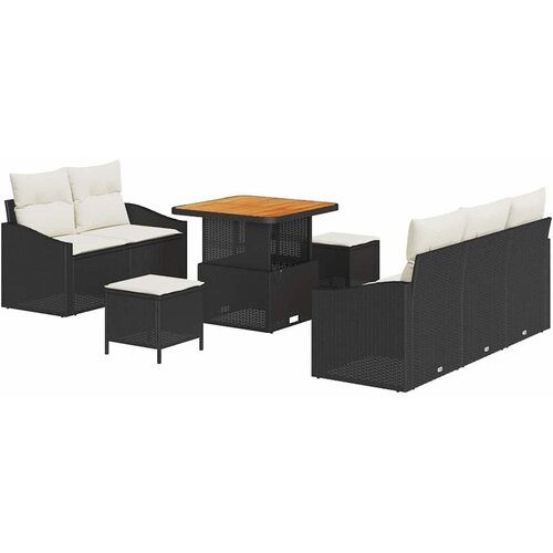 8 komada set sofa za vrt s jastučićima crni poli ratan akacija 2-sjedalo set sofa za vrt s jastučićima crni poli ratan 3 komad Cene