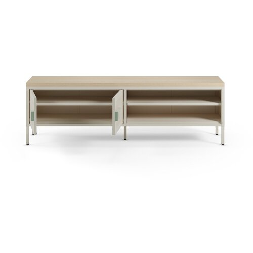 Marckeric Kremno bela/v naravni barvi kovinska TV omarica 160x50x35 cm Sayla &amp;ndash; Slike