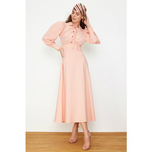 Trendyol Pale Pink Eyelet Detailed Cotton Woven Dress Cene